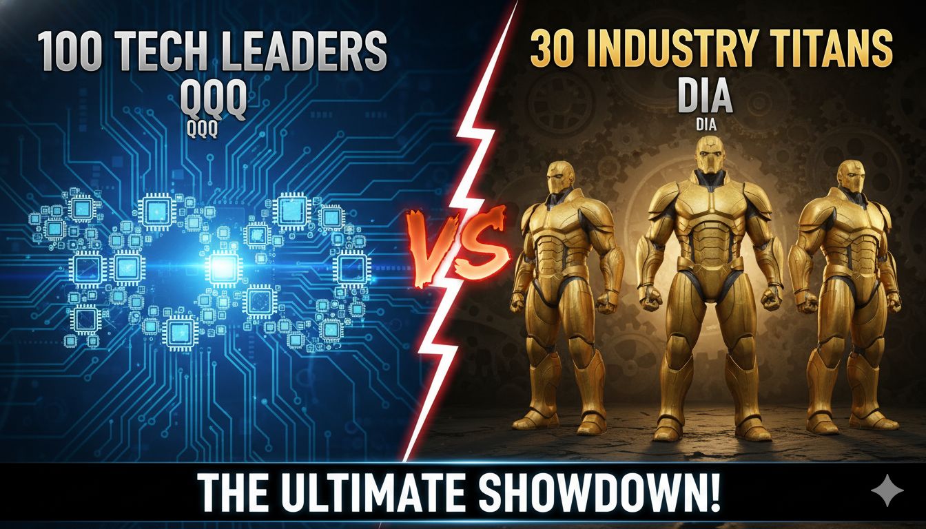 Comparison of QQQ and DIA ETF performance charts