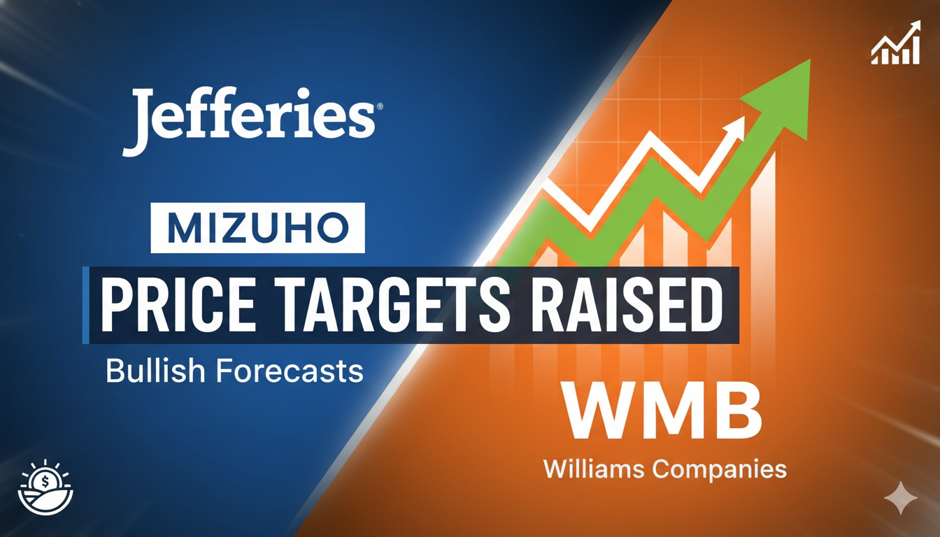Williams Companies stock chart showing upward trend with analyst target icons