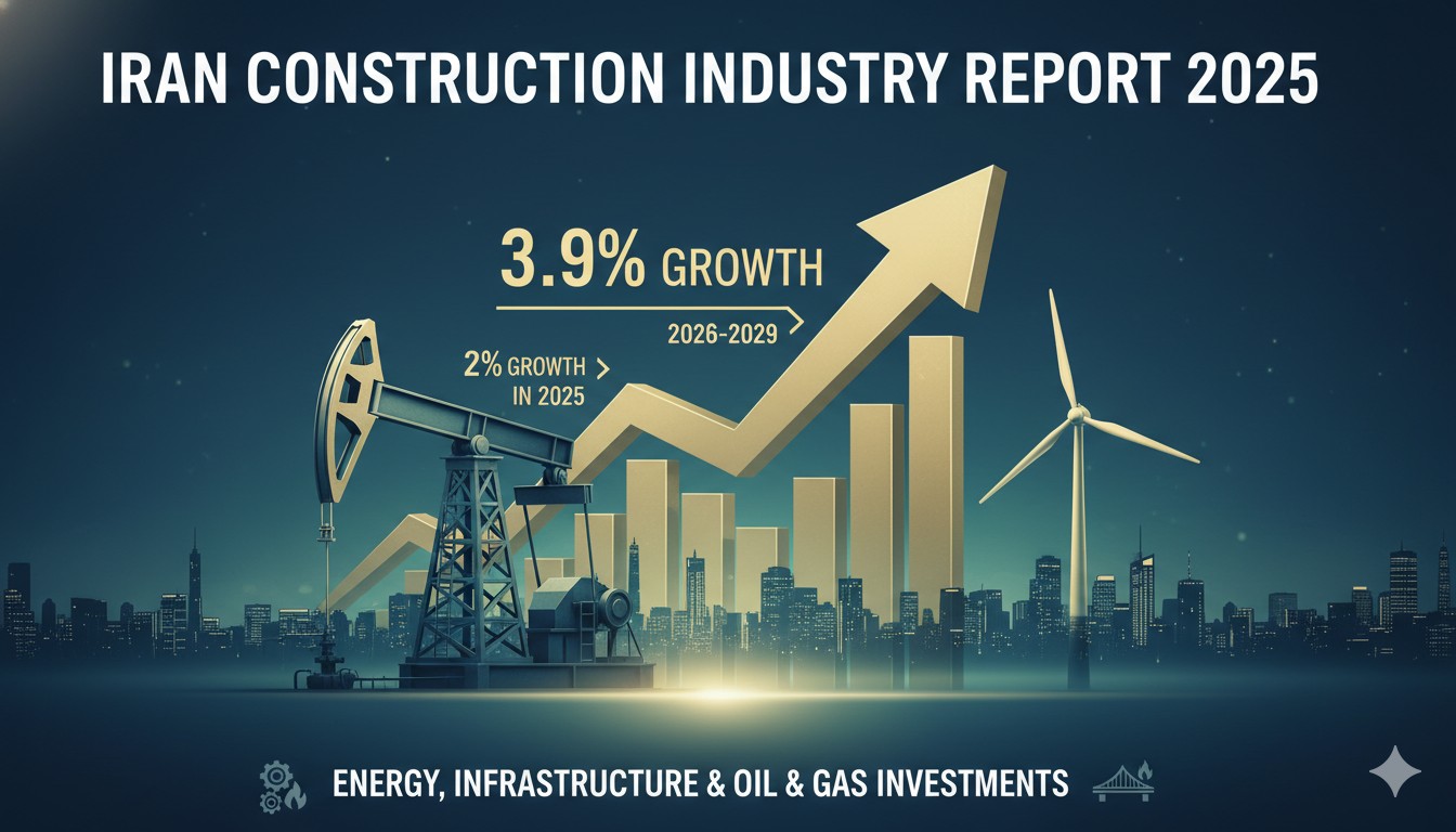 Aerial view of large-scale construction site in Iran featuring oil and gas infrastructure, energy facilities, and ongoing infrastructure projects under development in 2025.