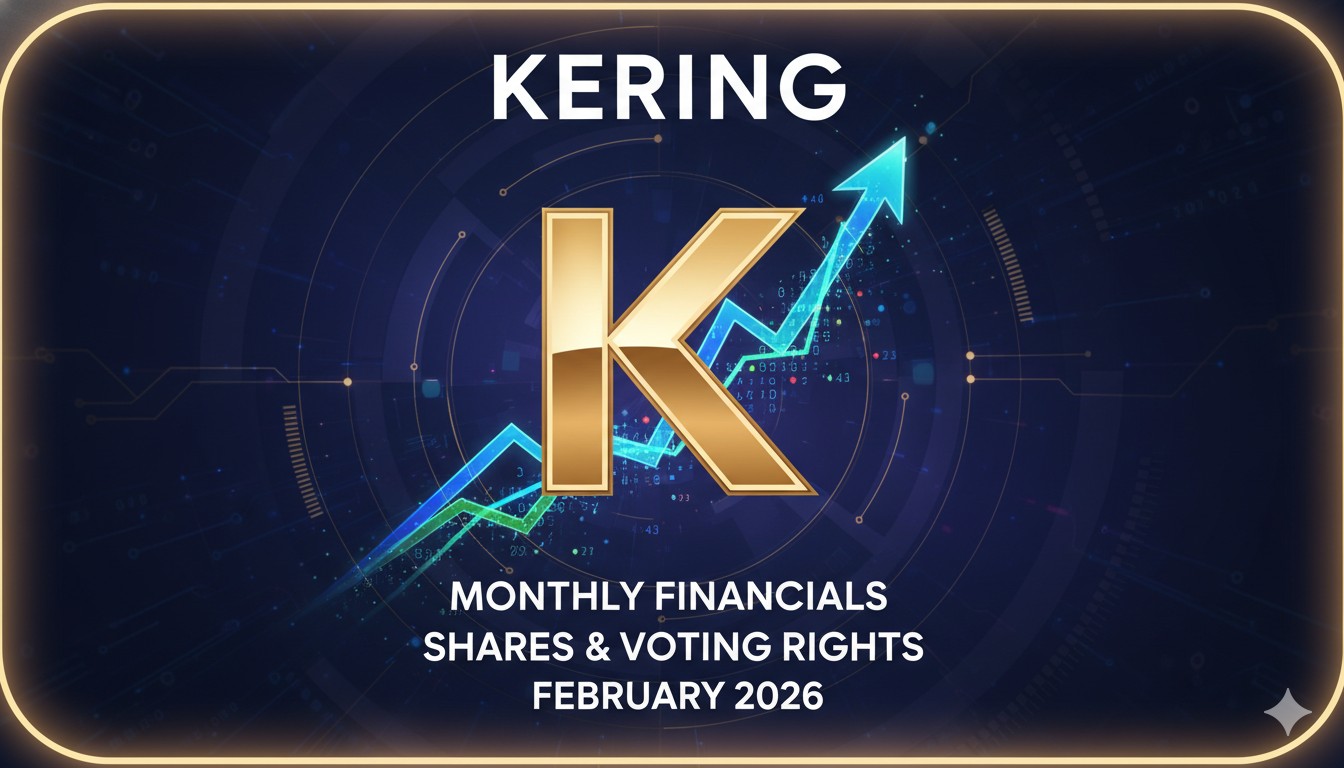 Kering logo on a luxury fashion backdrop representing share capital and voting rights statement for February 2026